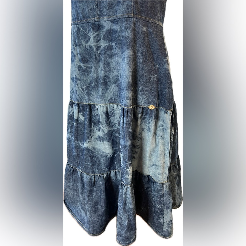 D’ Vanelle Elegant Blue Tie-Dye Denim Dress, size M - Picture 6 of 17